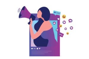 influencer creator shouting in megaphone