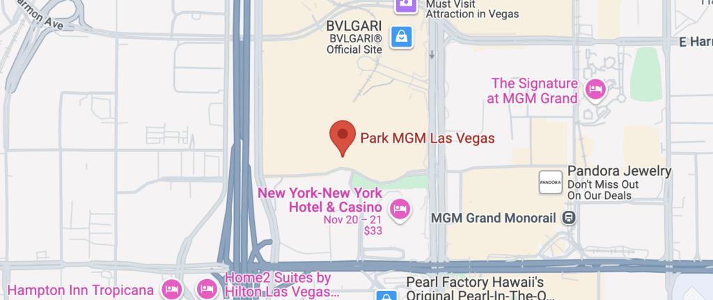 Map of MGM Grand in Las Vegas, NV